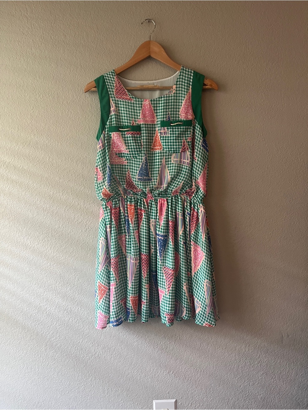 Elf Sack Gingham Printed Dress Size Medium Dopamine Dressing Maximalist